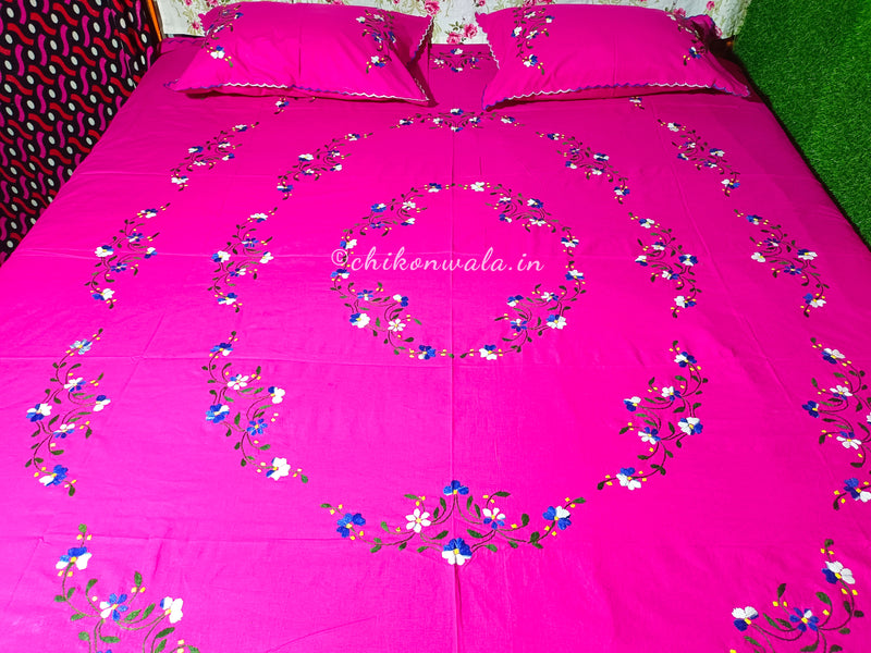 Chikonwala's Hand Embroidered Floral Design Bedsheet