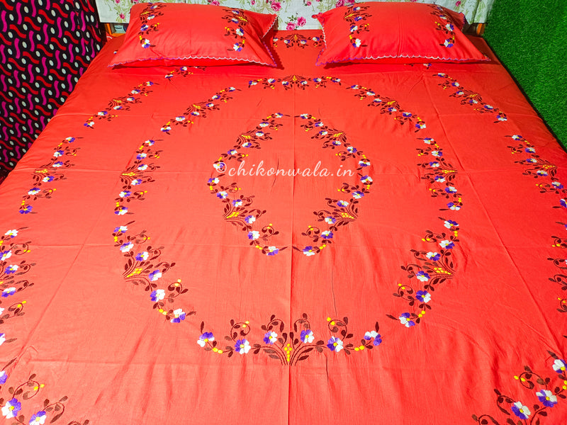 Chikonwala's Hand Embroidered Floral Design Bedsheet