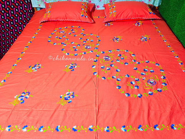 Chikonwala's Hand Embroidered Floral Design Bedsheet