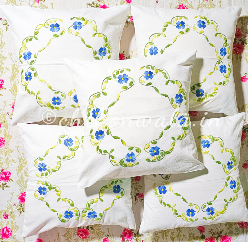 Hand Embroidered Cotton Cushion Covers (Set of 5)