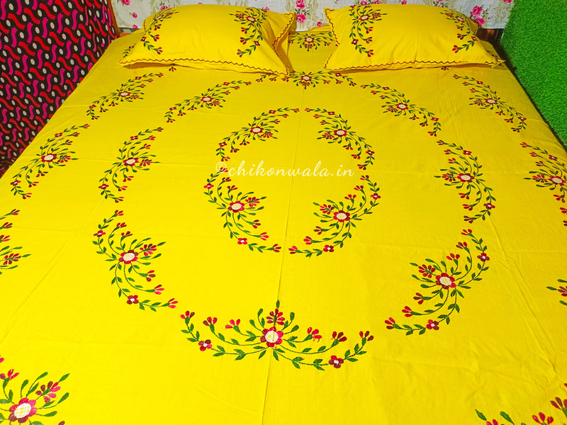 Chikonwala's Hand Embroidered Floral Design Bedsheet