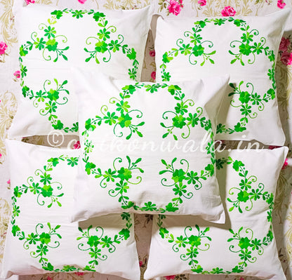 Hand Embroidered Cotton Cushion Covers (Set of 5)