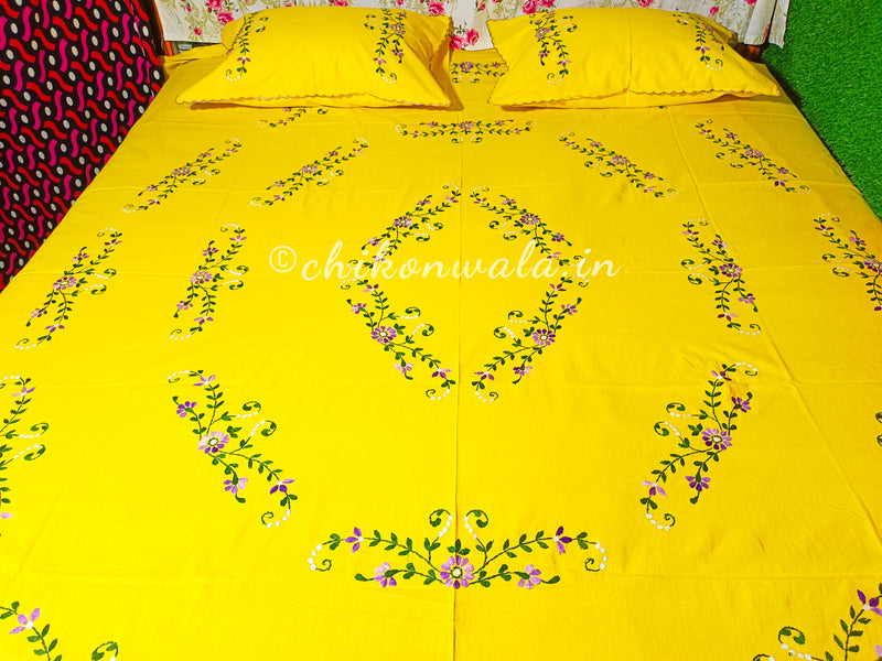 Chikonwala's Hand Embroidered Floral Design Bedsheet