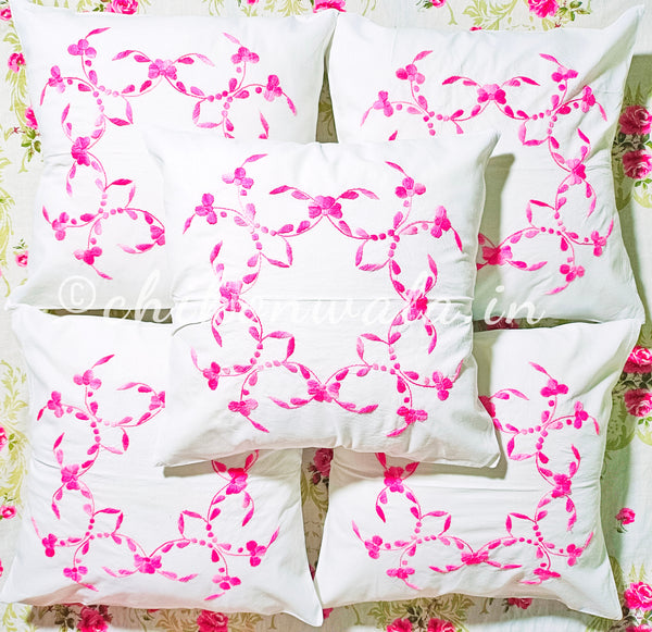 Hand Embroidered Cotton Cushion Covers (Set of 5)