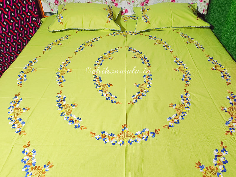 Chikonwala's Hand Embroidered Floral Design Bedsheet