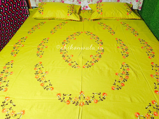 Chikonwala's Hand Embroidered Floral Design Bedsheet