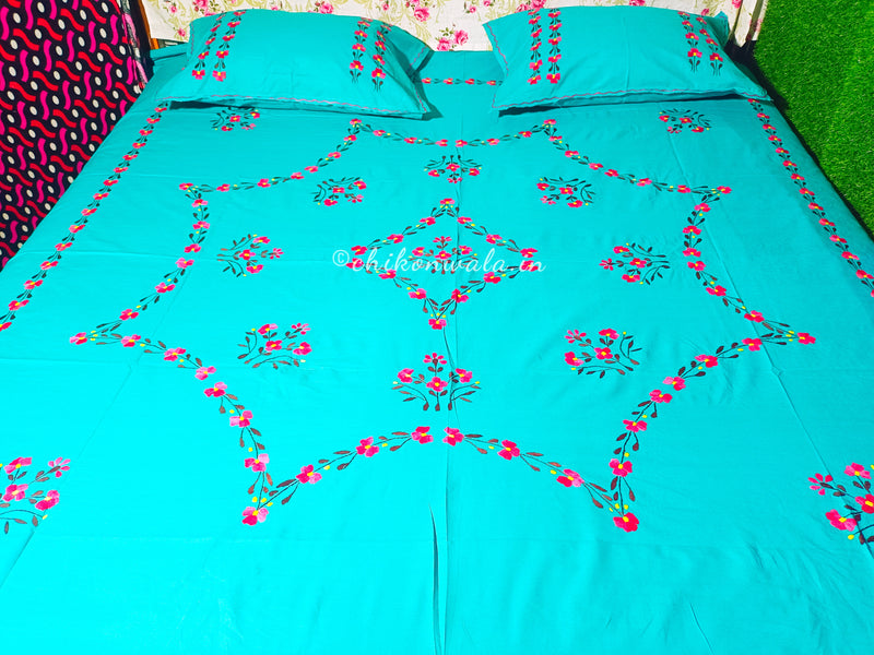 Chikonwala's Hand Embroidered Floral Design Bedsheet