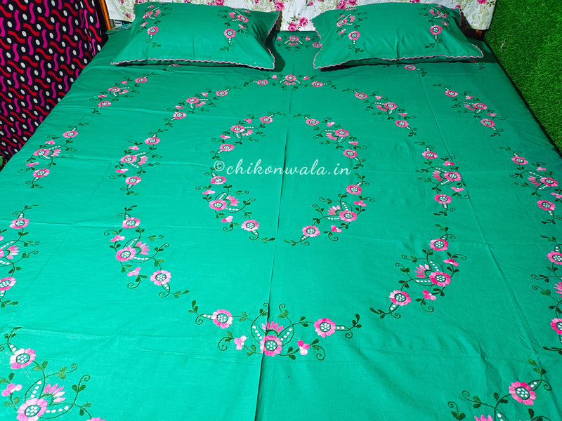 Chikonwala's Hand Embroidered Floral Design Bedsheet