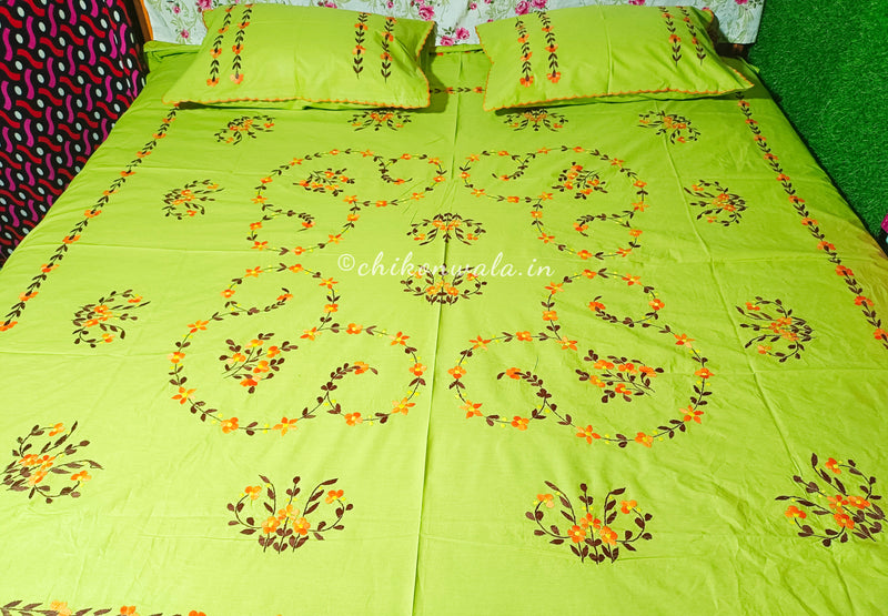 Chikonwala's Hand Embroidered Floral Design Bedsheet
