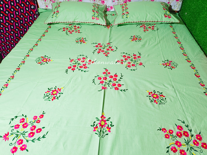 Chikonwala's Hand Embroidered Floral Design Bedsheet