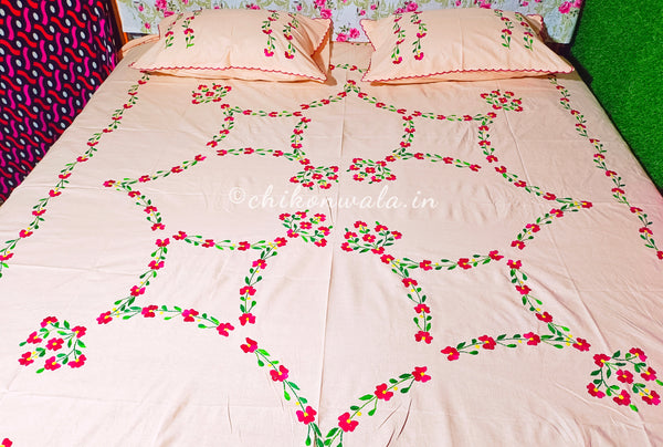 Chikonwala's Hand Embroidered Floral Design Bedsheet