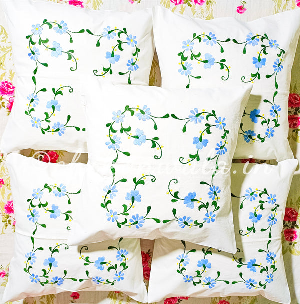 Hand Embroidered Cotton Cushion Covers (Set of 5)