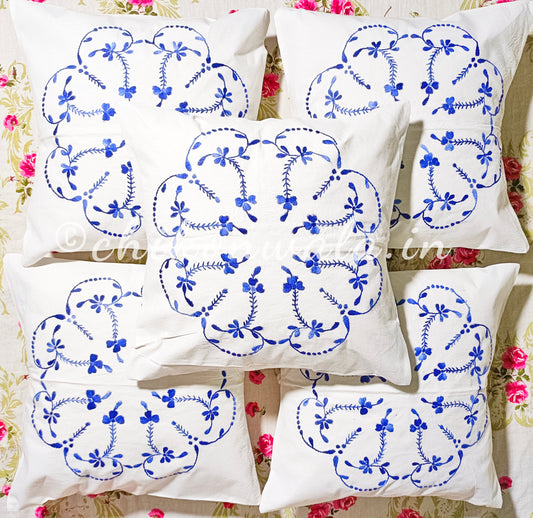 Hand Embroidered Cotton Cushion Covers (Set of 5)