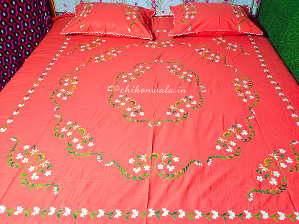 Chikonwala's Hand Embroidered Floral Design Bedsheet