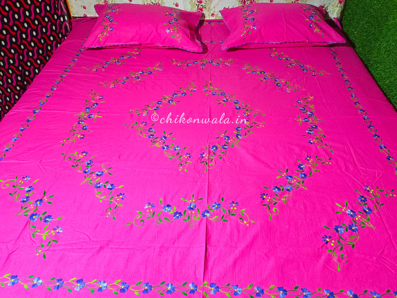 Chikonwala's Hand Embroidered Floral Design Bedsheet