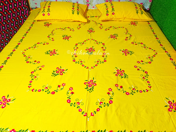 Chikonwala's Hand Embroidered Floral Design Bedsheet