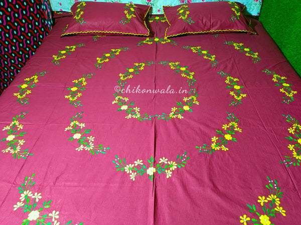 Chikonwala's Hand Embroidered Floral Design Bedsheet