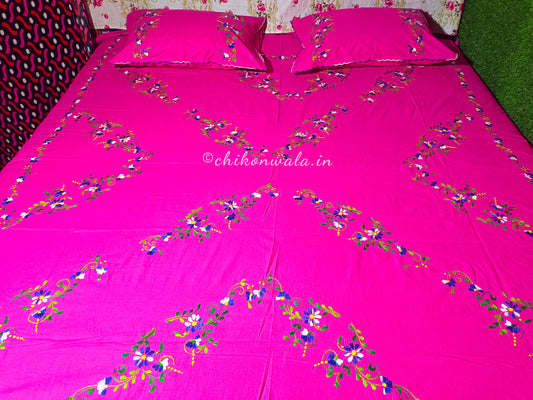 Chikonwala's Hand Embroidered Floral Design Bedsheet