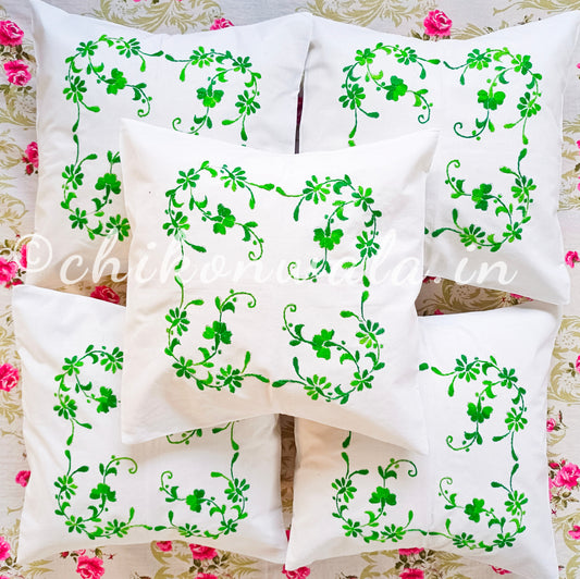 Hand Embroidered Cotton Cushion Covers (Set of 5)