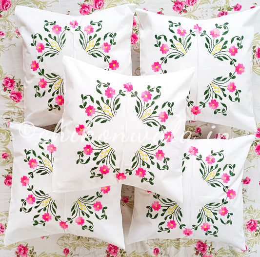 Hand Embroidered Cotton Cushion Covers (Set of 5)