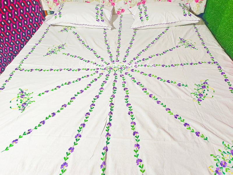 Chikonwala's Hand Embroidered Floral Design Bedsheet