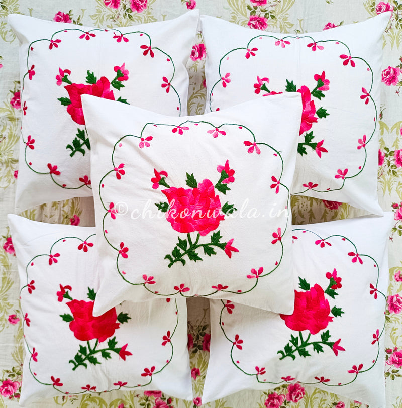 Hand Embroidered Cotton Cushion Covers (Set of 5)