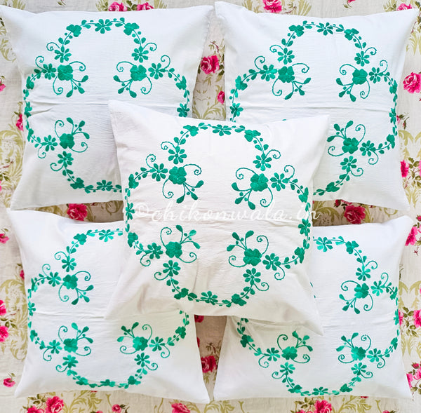 Hand Embroidered Cotton Cushion Covers (Set of 5)