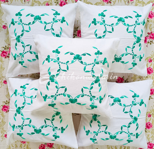 Hand Embroidered Cotton Cushion Covers (Set of 5)