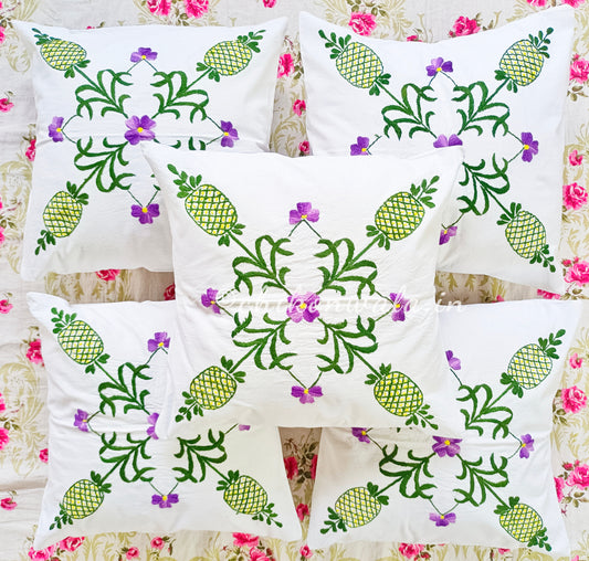 Hand Embroidered Cotton Cushion Covers (Set of 5)