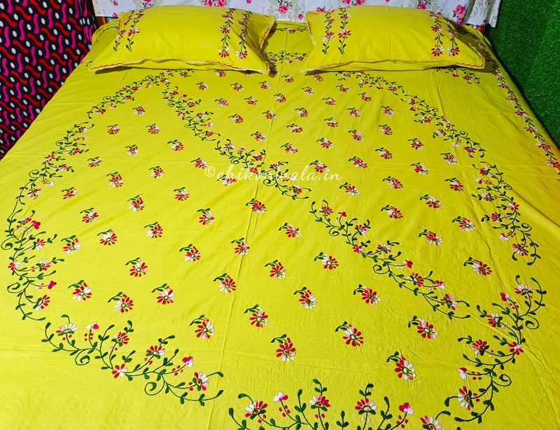 Chikonwala's Hand Embroidered Pure Cotton Bedsheet