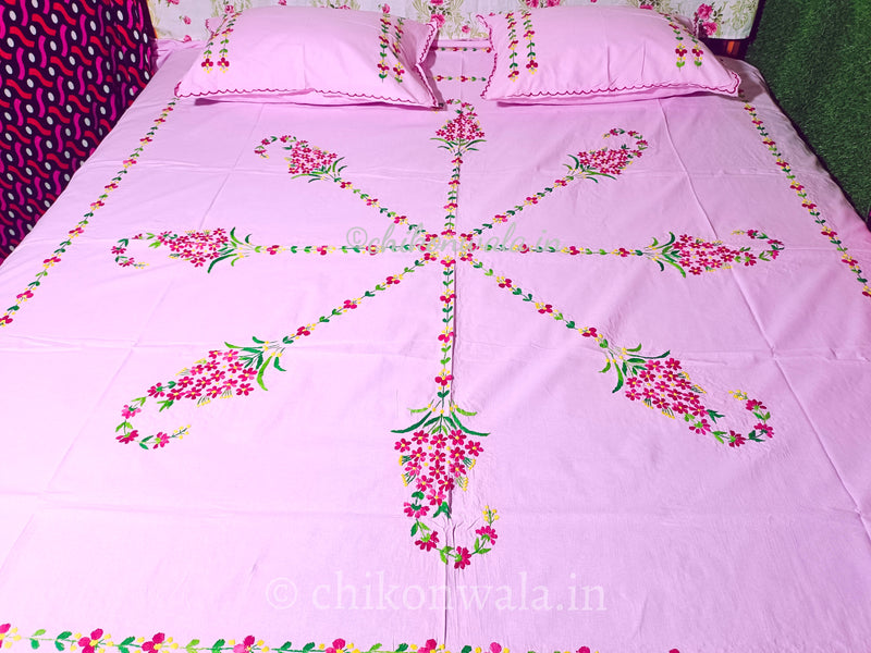 Chikonwala's Hand Embroidered Floral Design Bedsheet