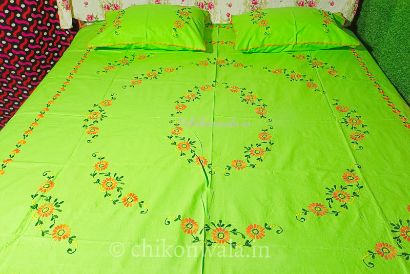 Chikonwala's Hand Embroidered Floral Design Bedsheet