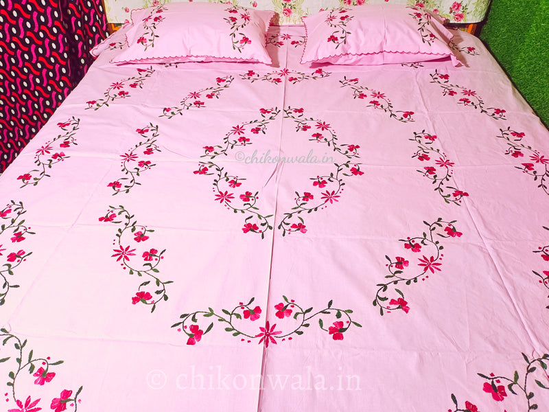 Chikonwala's Hand Embroidered Floral Design Bedsheet