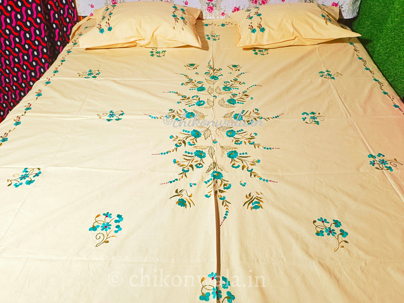 Chikonwala's Hand Embroidered Pure Cotton Bedsheet