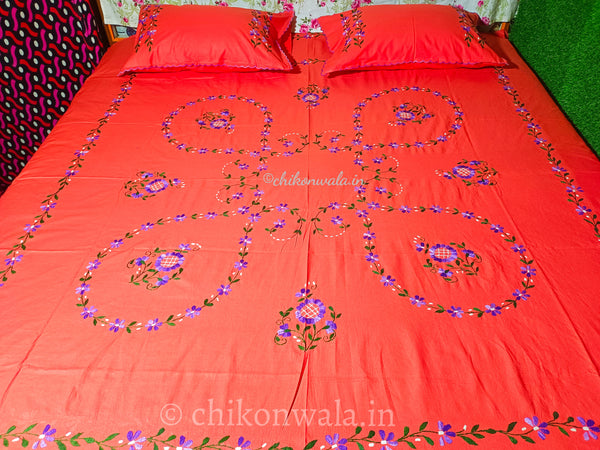 Chikonwala's Hand Embroidered Floral Design Bedsheet