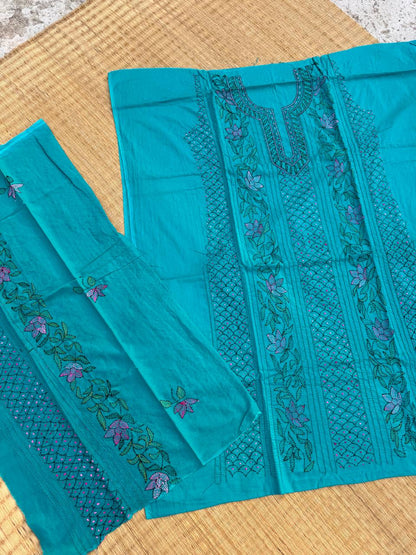 Chikonwala's Exclusive Hand Embroidered Bidding Kantha Dress Material