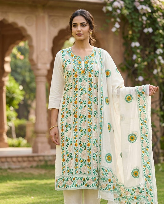 Chikonwala's Exclusive Hand Embroidered Fulkari Dress