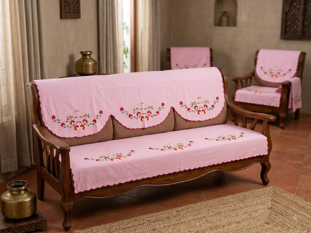 Hand Embroidered Sofa Cover (3+1+1 Seater)