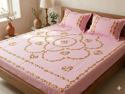 Chikonwala's Hand Embroidered Pure Cotton Bedsheet