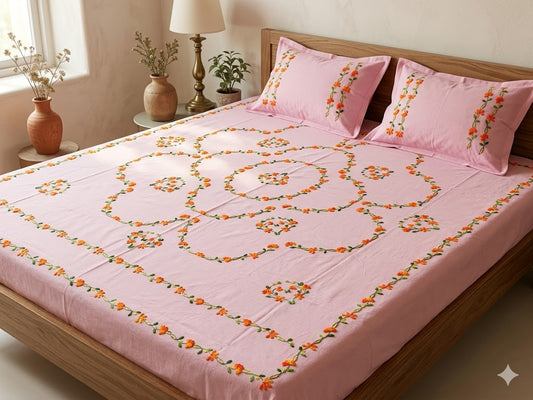 Chikonwala's Hand Embroidered Pure Cotton Bedsheet