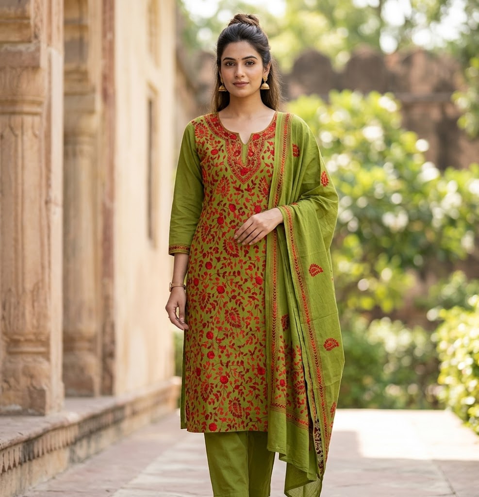 Chikonwala's Exclusive Hand Embroidered Fulkari Dress