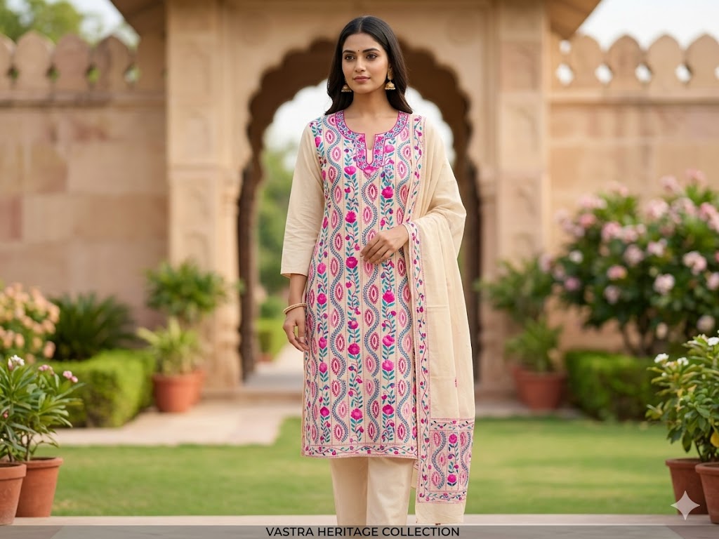 Chikonwala's Exclusive Hand Embroidered Fulkari Dress