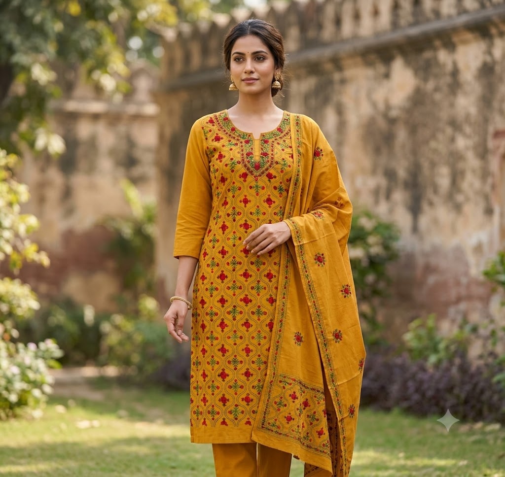 Chikonwala's Exclusive Hand Embroidered Fulkari Dress