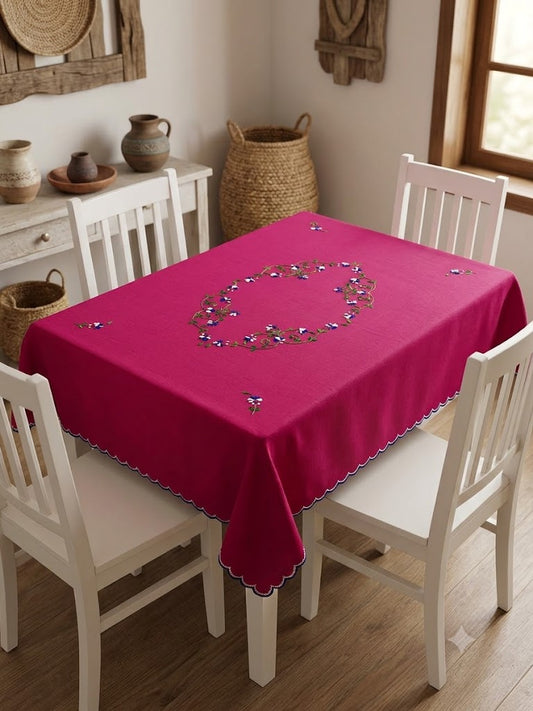 Hand Embroidered Four Seater Floral Table Cover