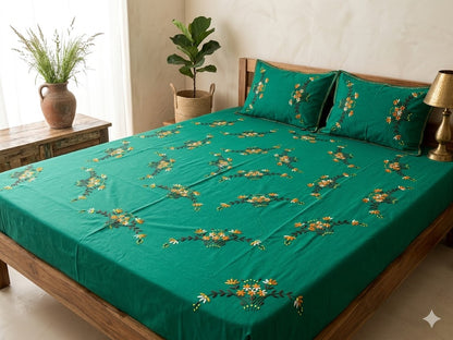 Chikonwala's Hand Embroidered Floral Design Bedsheet