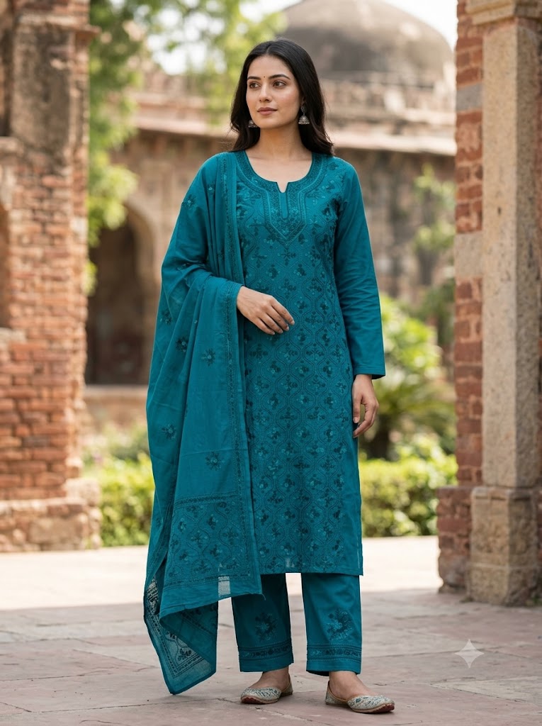 Chikonwala's Exclusive Hand Embroidered Fulkari Dress