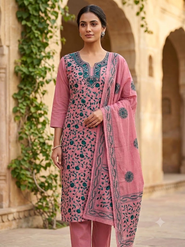 Chikonwala's Exclusive Hand Embroidered Fulkari Dress