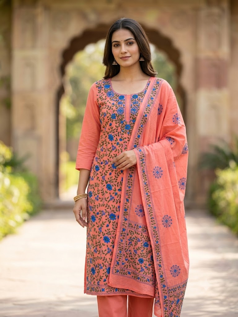 Chikonwala's Exclusive Hand Embroidered Fulkari Dress