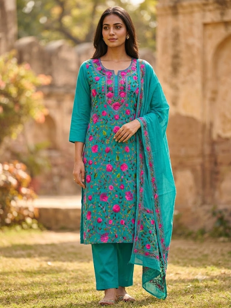 Chikonwala's Exclusive Hand Embroidered Fulkari Dress
