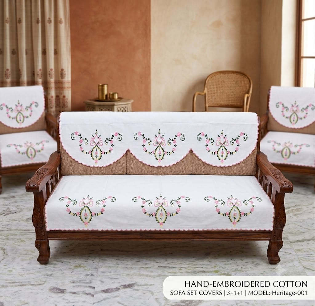 Hand Embroidered Sofa Cover (3+1+1 Seater)